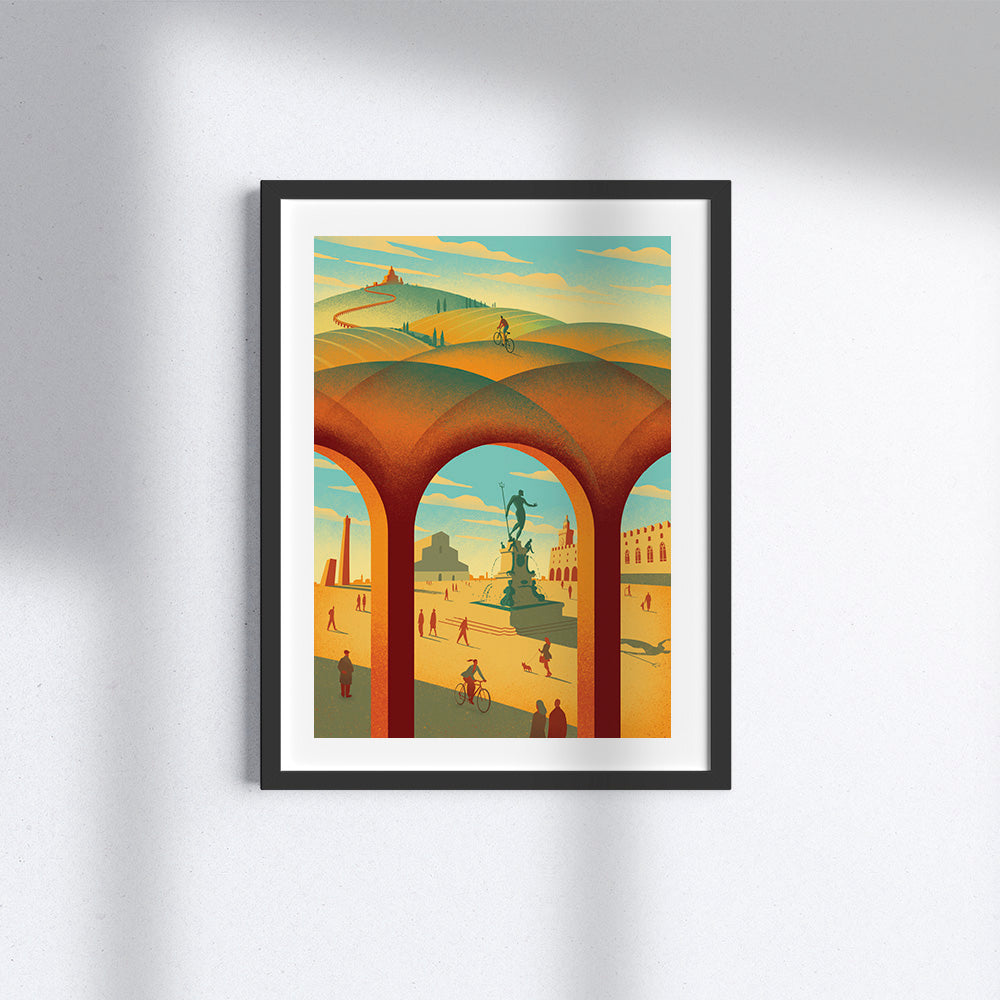 Opera "Bologna" di Davide Bonazzi con cornice nera.