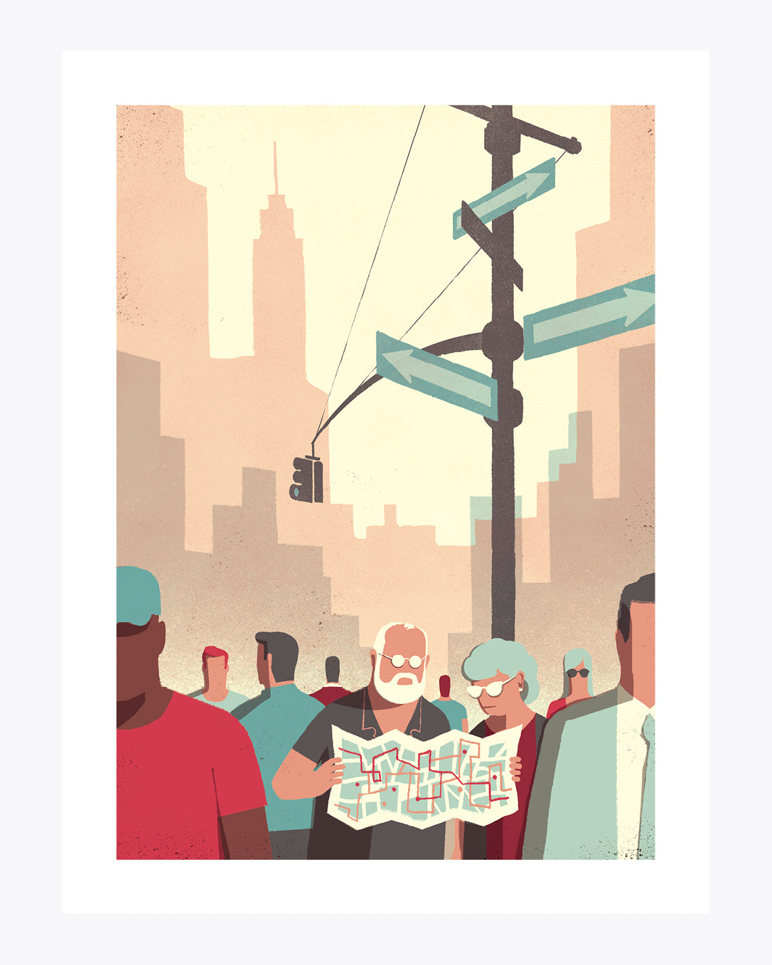 "Daytrippers: The Map" illustrazione di Davide Bonazzi stampata in fine art.