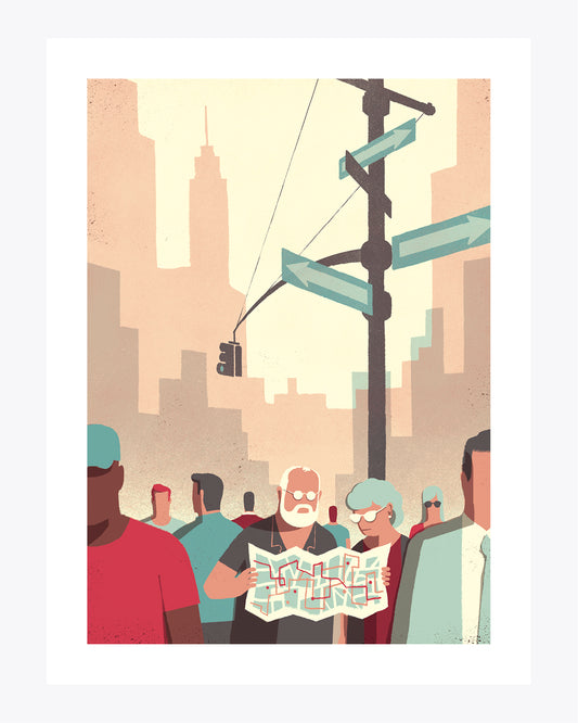 "Daytrippers: The Map" illustrazione di Davide Bonazzi stampata in fine art.