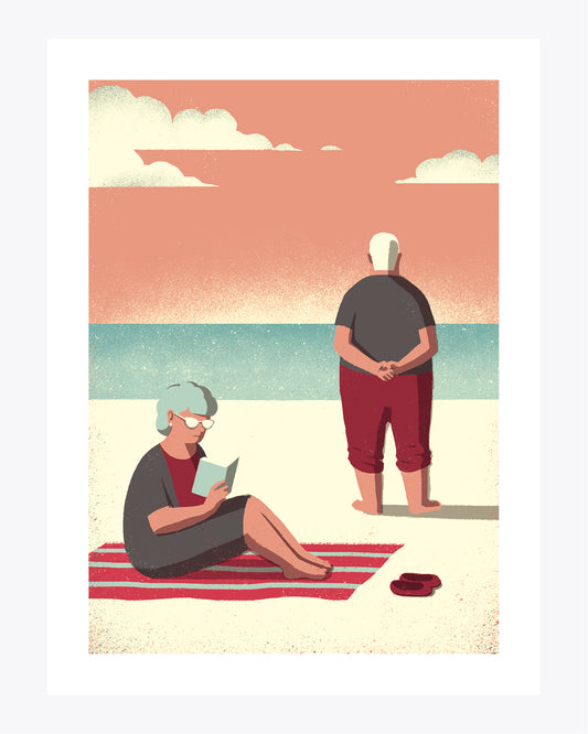 "Daytrippers: At the beach" illustrazione di Davide Bonazzi.