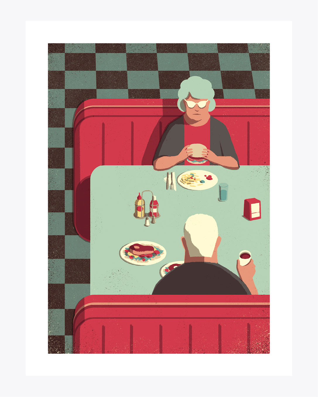 Illustrazione "Daytrippers: At the diner" di Davide Bonazzi.