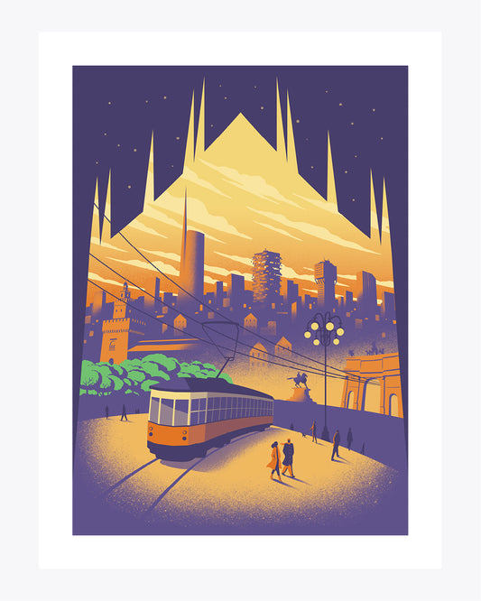 "Milano" illustrazione di Davide Bonazzi stampata in fine art.