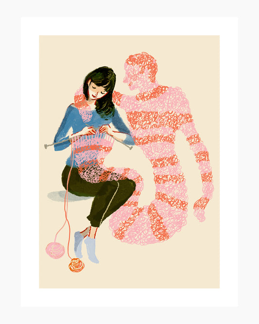 "Knitterlover" illustrazione di Ilaria Urbinati.