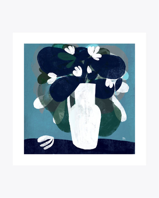 Fiori bianchi, stanza blu