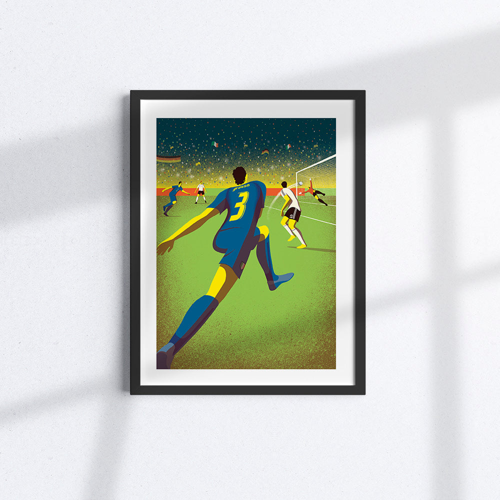 In questa stampa Davide Bonazzi ricorda lo storico gol del calciatore Fabio Grosso contro la Germania ai mondiali del 2006.